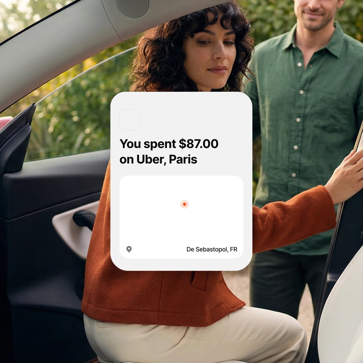 Uber transaction receipt showing $87 spent in Paris