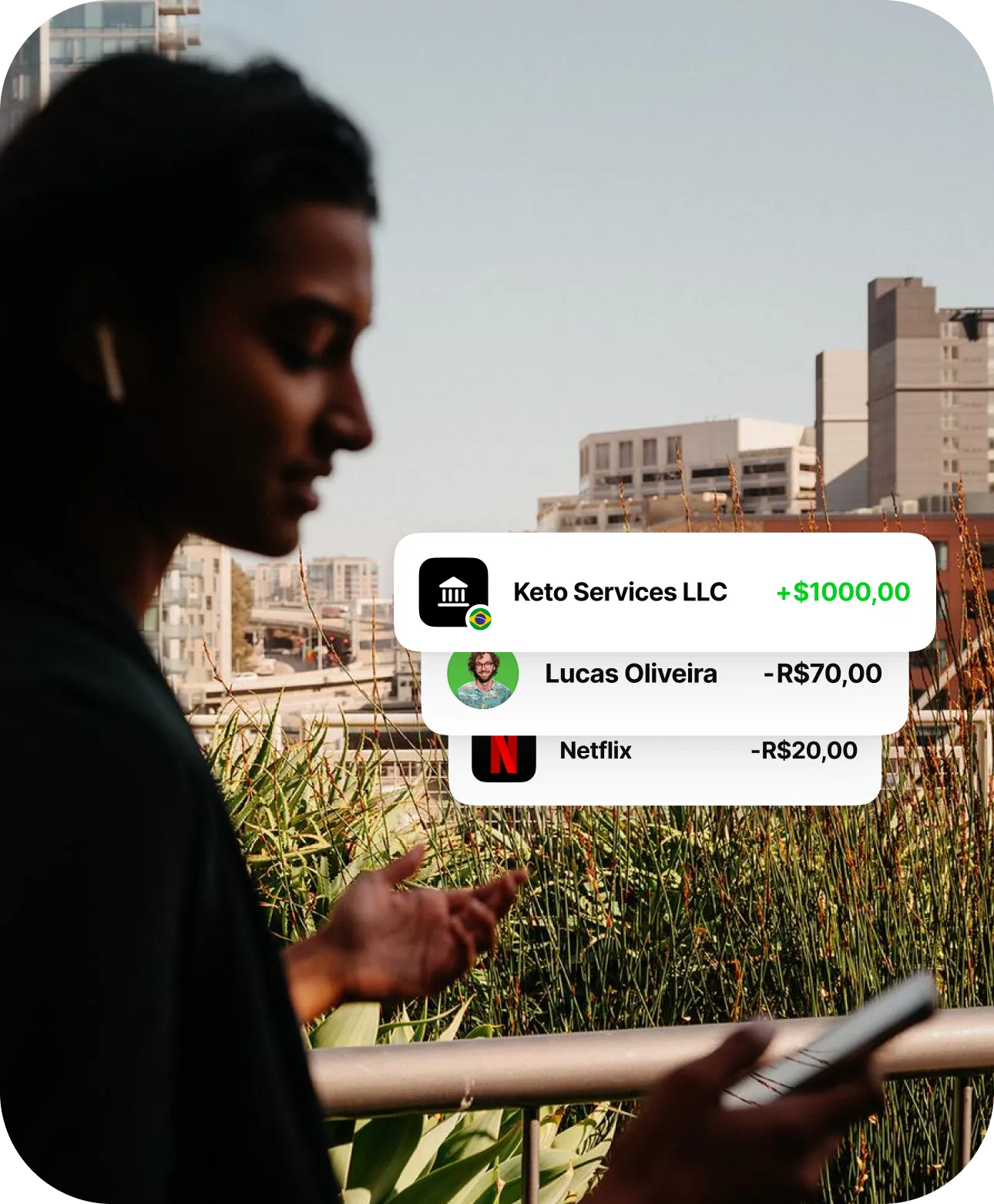 Person in Brazil with Morse payment notifications